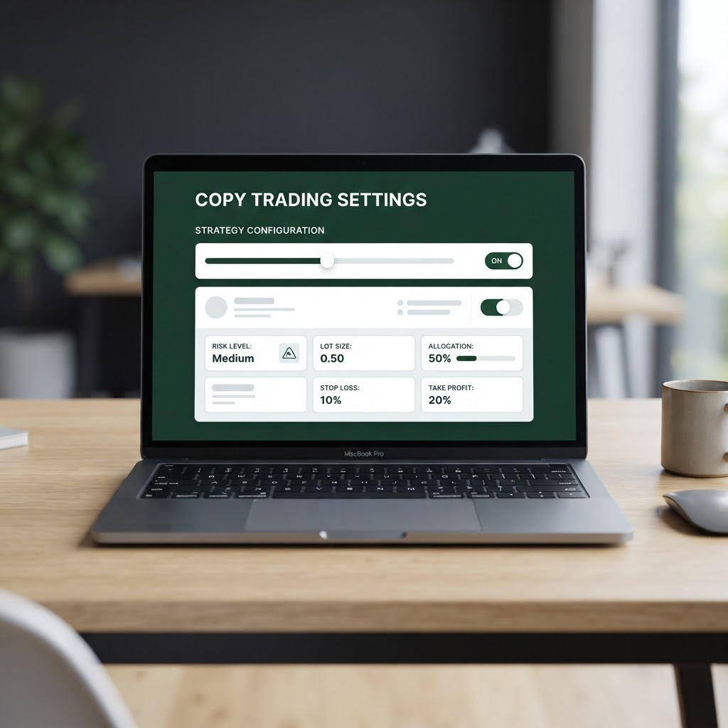 Still frame from video tutorial showing copy trading settings panel